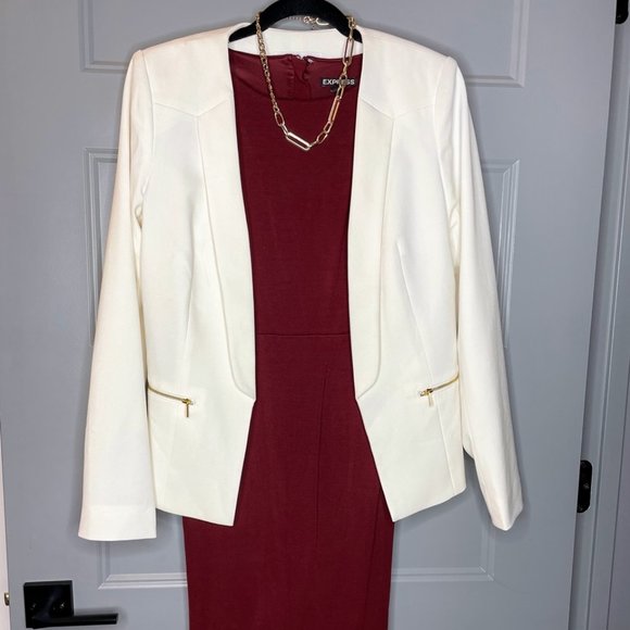 Express Size 4 Burgundy Midi Work/Cocktail Dress - Picture 1 of 4